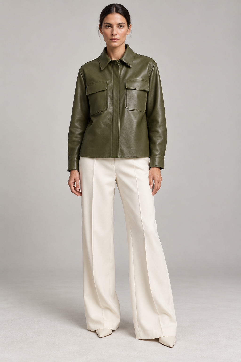 The Forma leather jacket in olive